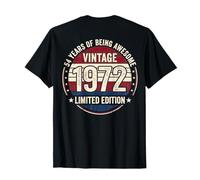 (Auf der Rückseite) Vintage 54 Geburtstag Dekorationen Männer 54 Jahre 1972 54 T-Shirt