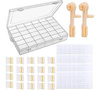Aufbewahrungsbox für Stickgarn, 2 Floss Winder Garn Aufbewahrung, 200 Stück weiße Plastikseide Spulen Set, 4 Blätter Zahnseide Nummer Aufkleber