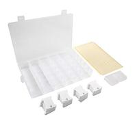 Aufbewahrungsbox für Stickgarn, Set von 120 Stickgarn-Spulen aus weißem Kunststoff, Box mit 36 Fächern, 476 runde blanco Aufkleber, Basteln, DIY, Nähen, Aufbewahren