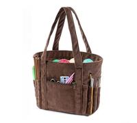 Aufbewahrungstasche aus Cord mit Metallösen, Vintage-Stricktasche für Häkelnadeln und Knäuel, Reise-Organizer