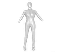 Aufblasbare weibliche Schaufensterpuppe Ganzkörperkleid Silber PVC Display Modell mit Armen für Frauen Kleidung Einzelhandel Geschäft Fenster Vitrinen Messen Tragbares flexibles Design