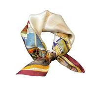 Aufeel 100% echte Maulbeerseide Damen kleines quadratisches Halstuch 53,3 cm leichtes Kopftuch bedrucktes Halstuch Geschenkverpackung, Ivory Red, S