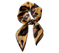 Aufeel 100% reine Maulbeerseide Quadratischer Schal für Haar-68,6 x 68,6 cm - Frauen Seide Halstuch Kopftuch, Klassischer Leopard, Small