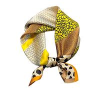 Aufeel Damen 100% Reine Maulbeerseide Kleiner quadratischer Schal - Halstuch Frauen - Seide Kopftuch - 53,3 x 53,3 cm, Leopard, Small