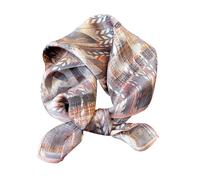 Aufeel Damen-Halstuch aus 100% reiner Maulbeerseide, klein, quadratisch, Seide, Kopftuch, ca. 53 x 53 cm, Braun 1, Small