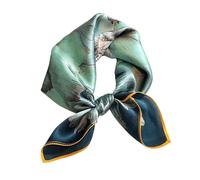 Aufeel Damen-Halstuch aus 100% reiner Maulbeerseide, klein, quadratisch, Seide, Kopftuch, ca. 53 x 53 cm, cyan, Small