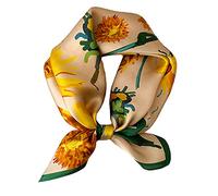 Aufeel Damen-Halstuch aus 100 % reiner Maulbeerseide, klein, quadratisch, Seide, Kopftuch, ca. 53 x 53 cm, Daisy, Small