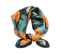 Aufeel Damen-Halstuch aus 100 % reiner Maulbeerseide, klein, quadratisch, Seide, Kopftuch, ca. 53 x 53 cm, Dunkelgrün, Small