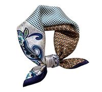 Aufeel Damen Schal aus 100 % reiner Maulbeerseide, klein, quadratisch, Halstuch, Seide, Kopftuch, 53,3 x 53,3 cm, Marineblau, Small