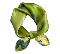 Aufeel Damen-Halstuch aus 100% reiner Maulbeerseide, klein, quadratisch, Seide, Kopftuch, ca. 53 x 53 cm, Oliv/Blatt für mich (Leaf It to Me), Small