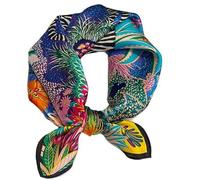 Aufeel Damen-Halstuch aus 100% reiner Maulbeerseide, klein, quadratisch, Seide, Kopftuch, ca. 53 x 53 cm, Zebra, Small