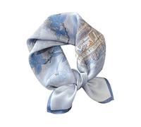 Aufeel Damen Schal aus 100 % reiner Maulbeerseide, klein, quadratisch, Halstuch, Seide, Kopftuch, 53,3 x 53,3 cm, Hellgrau, Small