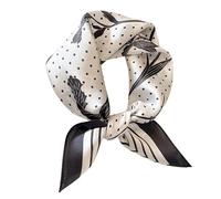 Aufeel Halstuch, 100 % echte Maulbeerseide, klein, quadratisch, 53,3 cm, leichtes Kopftuch, bedruckt, in Geschenkverpackung, Klassisches Schwarz, Small