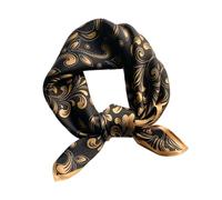 Aufeel Halstuch, 100% echte Maulbeerseide, klein, quadratisch, 53,3 cm, leichtes Kopftuch, bedruckt, in Geschenkverpackung, Schwarz 6, Small