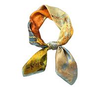 Aufeel Quadratischer Schal aus 100 % reiner Maulbeerseide, 68,6 x 68,6 cm, Damen-Halstuch, Kopftuch, Gelber Baum, S