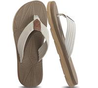 AUFIKR Herren Flip Flops, Beach Sandalen Surfen Zehentrenner SommerschuheLeder String Sandalen Kissen Slip auf Hausschuhe