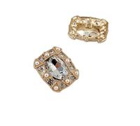 Aufnähbare Strassknöpfe, Strass-Ösenknopf, mehrfarbig, 24 x 20 mm, 4 Stück(Clear)