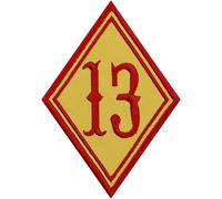 Aufnäher 13 Motorrad Aufbügler Lucky number Biker Patch/Bügelbilder Geschenk zum aufnähen Club MC Applikation für Motorradzubehör | gelb 70x100mm