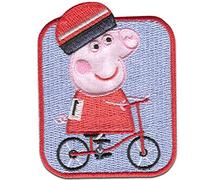 Aufnäher/Bügelbild - Peppa Wutz 'Fahrrad' - rot - 5,8 x 7,4 cm - by Entertainment One © Patch Aufbügler Applikationen zum aufbügeln Applikation Patches Flicken