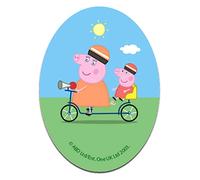 Aufnäher/Bügelbild - Peppa Wutz oval Fahrrad - bunt - 11 x 8 cm - by Entertainment One © Patch Aufbügler Applikationen zum aufbügeln Applikation Patches Flicken