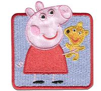 Peppa Pig Aufnäher, Polyester, Peppa Wutz © Peppa & Teddy - Aufnäher, Bügelbild, Aufbügler, Applikationen, Patches, Flicken, zum aufbügeln, Größe: 5,8 x 6,3 cm