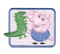 Peppa Pig Aufnäher, Polyester, Peppa Wutz © Schorsch Wutz - Aufnäher, Bügelbild, Aufbügler, Applikationen, Patches, Flicken, zum aufbügeln, Größe: 7,7 x 5,8 cm