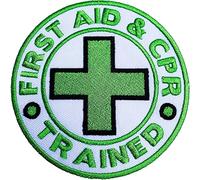 Aufnäher „First Aid & CPR Trained“, grün, bestickt, zum Aufbügeln, 8 cm