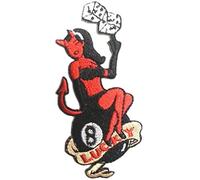 Aufnäher Patches für Jacken Jeans Kleidung Stoff Kleider Hosen Bügelbilder Aufnäher Applikation Sticker Bügel Patches Aufbügler zum aufbügeln " Lucky 8 Ball 9 x 4,5 cm "