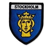 Aufnäher Stockholm, Wappen, bestickt, zum Aufbügeln, Schweden