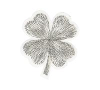 Aufnäher zum Aufbügeln, mdc, Kleeblatt Motiv, Lurex, silberfarben, 3 x 2,5 cm