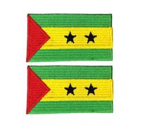 Aufnäher zum Aufbügeln, Motiv: Nationalflagge, 2 Stück, bestickt, zum Aufnähen auf Jacken, Hüte, Rucksäcke, 7 cm x 4 cm (Sao Tome)
