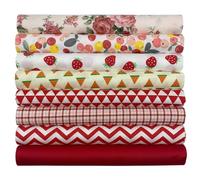 aufodara 8 Stück Baumwollstoff Meterware Stoff je 50CM x 50CM, Reiner Baumwolle, Stoffe zum Nähen Patchwork Stoffpaket zum Quilten DIY Basteln Handwerken Quadrate Baumwolltuch Modischen Mustern (Rot)