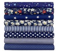 aufodara 8 Stück Baumwollstoff Meterware Stoffpaket 50 x 50 cm Stoff, Stoffe zum Nähen, Patchwork zum Quilten DIY Basteln Handwerken, Quadrate Baumwolltuch (Dunkelblau)