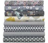 aufodara 8 Stück Baumwollstoff Meterware Stoffpaket 50 x 50 cm Stoff, Stoffe zum Nähen, Patchwork zum Quilten DIY Basteln Handwerken, Quadrate Baumwolltuch (Grau)