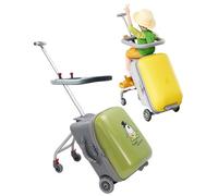 Aufsitzgepäck für Kinder - 50,8 cm faltbarer, erweiterbarer Koffer mit Kindersitz, 2-in-1 leichter Kinderwagen und Koffer-Set mit Leitplanke, grün