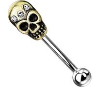 Augenbrauenpiercing Totenkopf Silber Gold Zirkonia