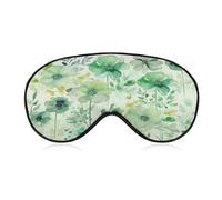 Augenmaske, Aquarell-grüne Blumen, bedruckte Schlafmaske, Nacht-Augenmaske, Verdunkelung, Schlafmaske, Reise-Augenmaske
