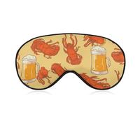 Augenmaske mit Bier- und Krebsmuster, seitliche Schlafmaske, leichte Augenbinde, Schlafmaske, Nasenpolster und Gummiband für Kinder, Frauen und Männer