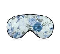Augenmaske mit blauen Blumen und Rosenmuster, für Damen und Herren, atmungsaktive und verstellbare Augenabdeckung, ultraweiche Schlafmaske, leichte Reise-Augenbinde für Flugzeug, Nickerchen