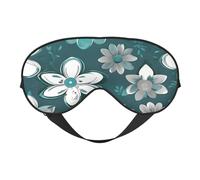 Augenmaske mit Blumenmuster, Blaugrün und Weiß, Schlafmaske für Männer und Frauen, 100% Verdunkelung, kein Druck auf die Augen, weich und atmungsaktiv
