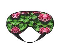 Augenmaske mit Blumenmuster, Rose, Efeu mit Blättern, doppelseitig, weich, Verdunkelung, Entspannung, Nulldruck, Nachtschlaf-Augenmaske