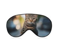 Augenmaske mit braunem Tabby-Kätzchen, belüfteter Stoff, verstellbarer Tragestil, Nulldruck-Schlafmaske, weich, hautfreundlich, Augenschatten für Damen und Herren