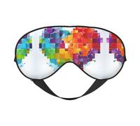 Augenmaske mit buntem Herzen, doppelseitig, weich, Verdunkelung, Augenmaske, Nachtschlaf-Augenmaske