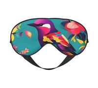 Augenmaske mit bunten Blumen, Vogel, doppelseitig, weich, Verdunkelung, Entspannung, druckfrei, Nachtschlafmaske