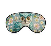 Augenmaske mit Eule, Frühlingsblumen, türkis, für Damen und Herren, atmungsaktive und verstellbare Augenabdeckung, ultraweiche Schlafmaske, leichte Reise-Augenbinde für Flugzeug, Nickerchen