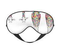 Augenmaske mit farbigen Giraffen, doppelseitig, weich, verdunkelnd, für Nickerchen, Nachtschlaf, Augenmaske