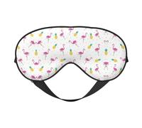 Augenmaske mit Flamingo und Ananas, doppelseitig, weich, Verdunkelung, Entspannung, druckfrei, Nachtschlafmaske