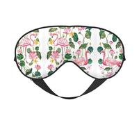 Augenmaske mit Flamingo-Vogelmotiv, rund, Blätter, glatt, weich, verstellbar, Schattierung, Augenbinde, Augenmaske für Ausruhen, Reisen