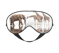 Augenmaske mit Giraffen- und Elefantenmotiv, doppelseitig weich, verdunkelnd, Schlafmaske