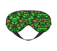 Augenmaske mit grünem Geist, Horror, Halloween-Kürbis-Druck, weiche Verdunkelungs-Augenmaske, Reise-Augenmaske, Seitenschläfer-Augenabdeckung, Schlaf-Augenmaske für Männer und Frauen